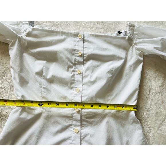 Lela Rose PEARL Women's Elbow-Sleeve Off-The-Shoulder Poplin Top White Sz 6 $295 - Picture 15 of 16